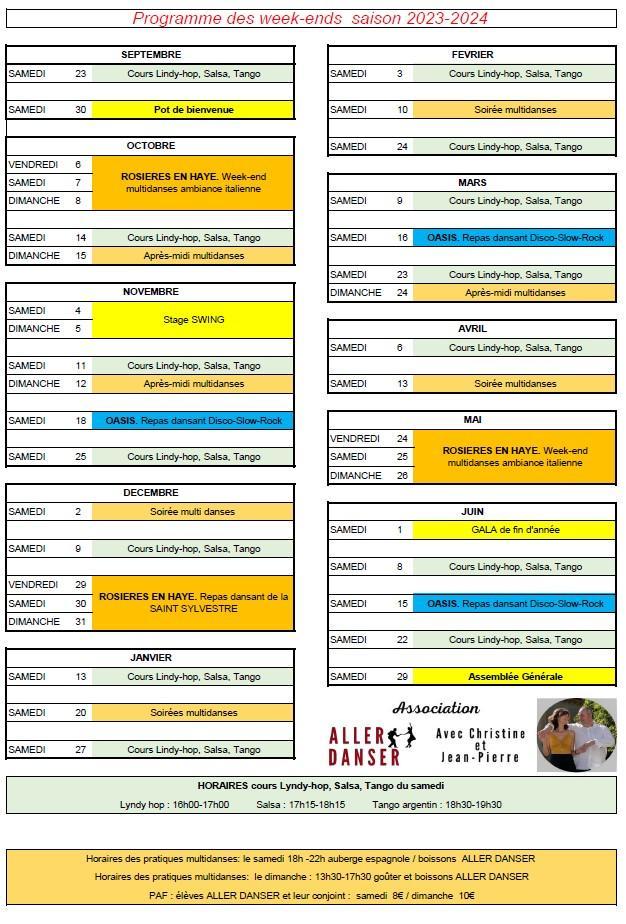 Programme week end