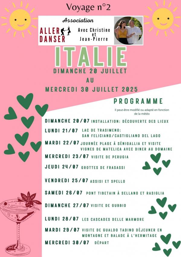 Sejour italie 2025 programme